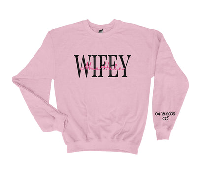 Personalized WIFEY Sweatshirt, New Bride Gift