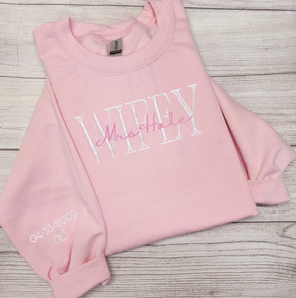Personalized WIFEY Sweatshirt, New Bride Gift