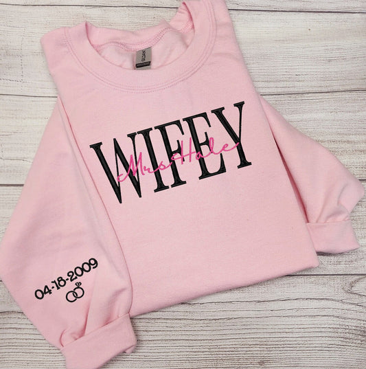 Personalized WIFEY Sweatshirt, New Bride Gift