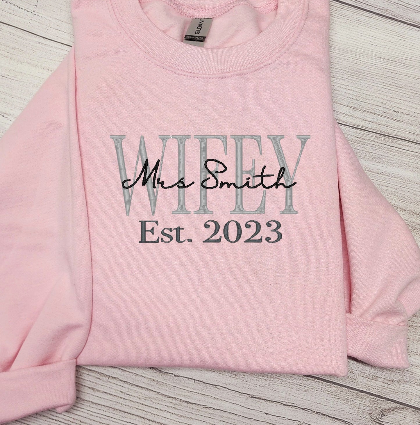 Personalized WIFEY Est. Sweatshirt, New Bride Gift