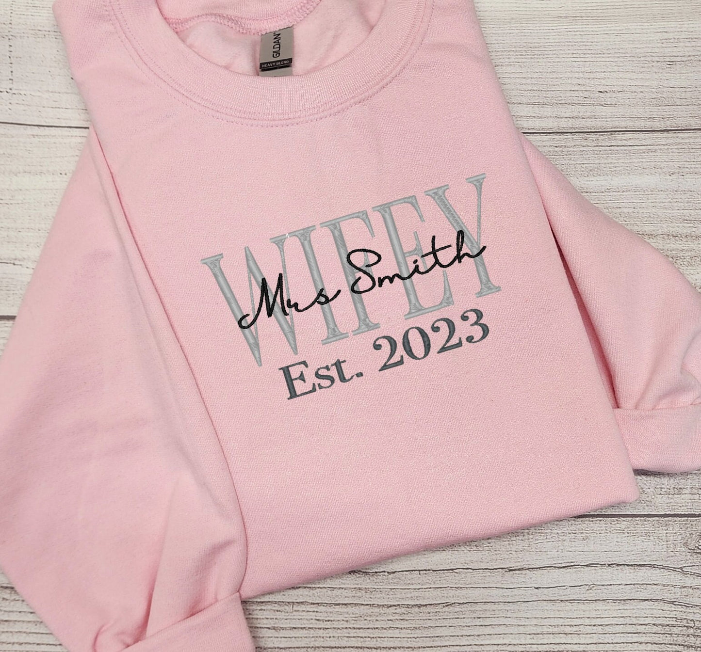 Personalized WIFEY Est. Sweatshirt, New Bride Gift