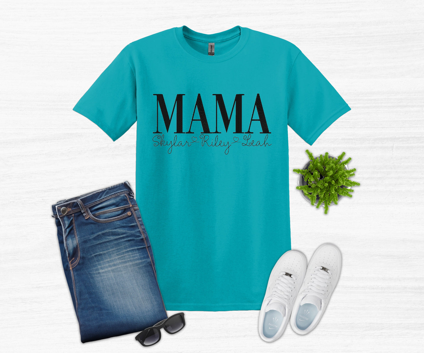 Personalized MAMA T-Shirt Embroidered