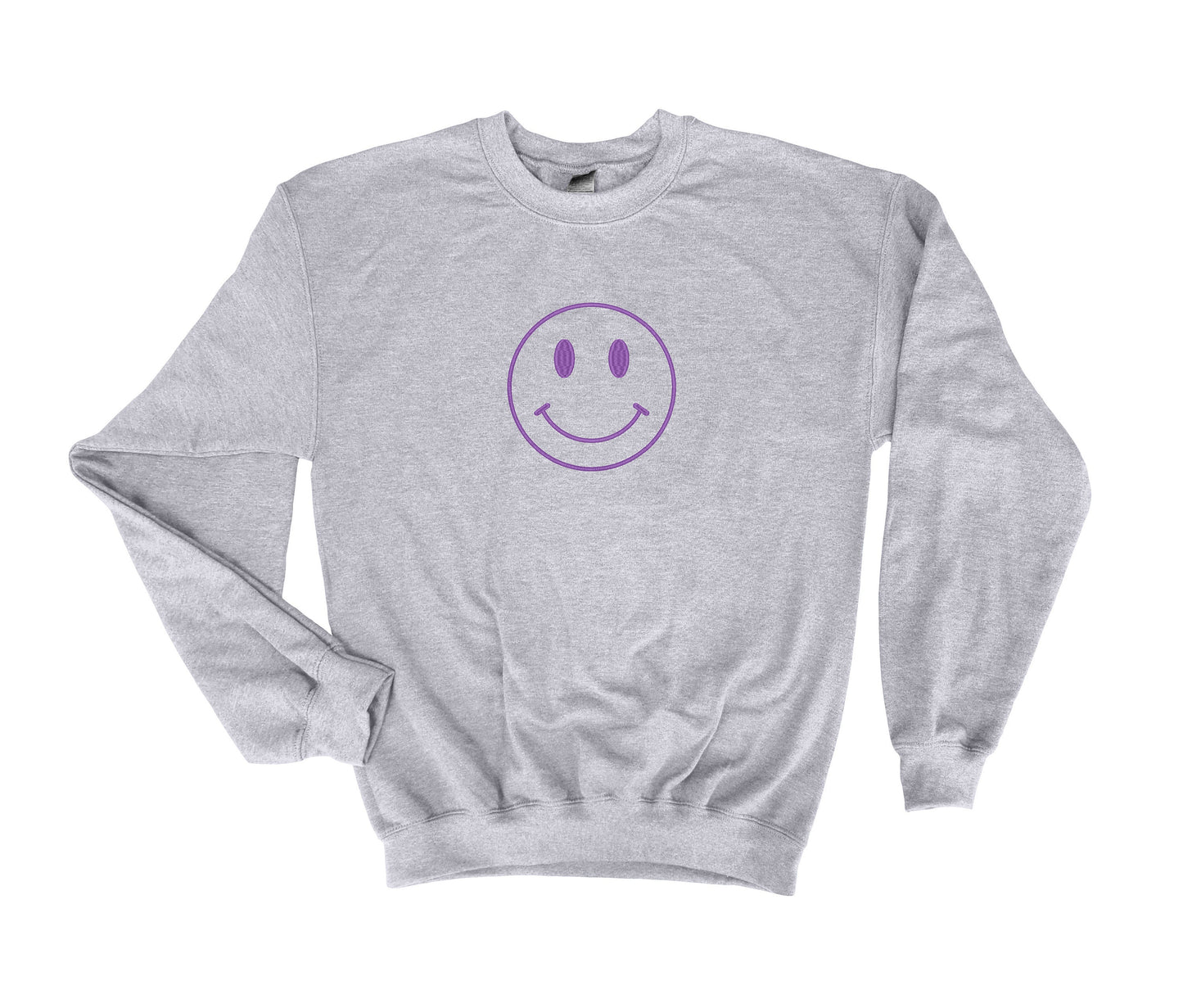 SMILEY FACE Embroidered Sweatshirt, Crewneck Sweatshirt