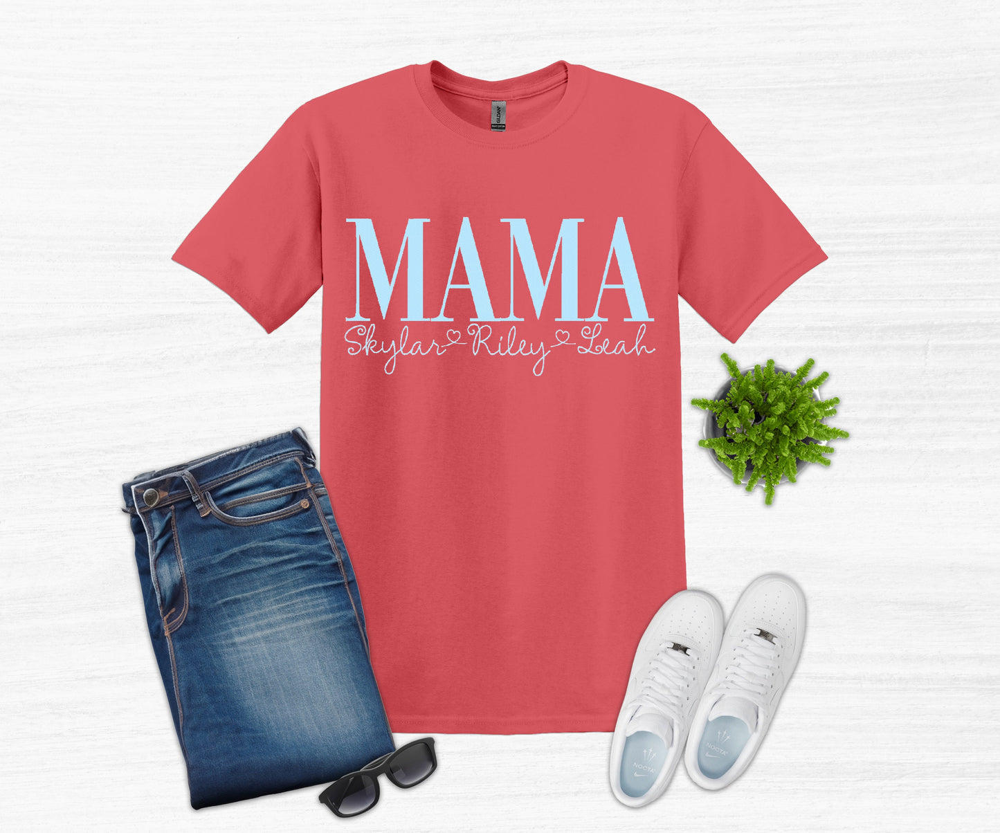 Personalized MAMA T-Shirt Embroidered
