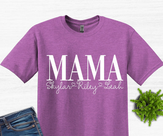 Personalized MAMA T-Shirt Embroidered