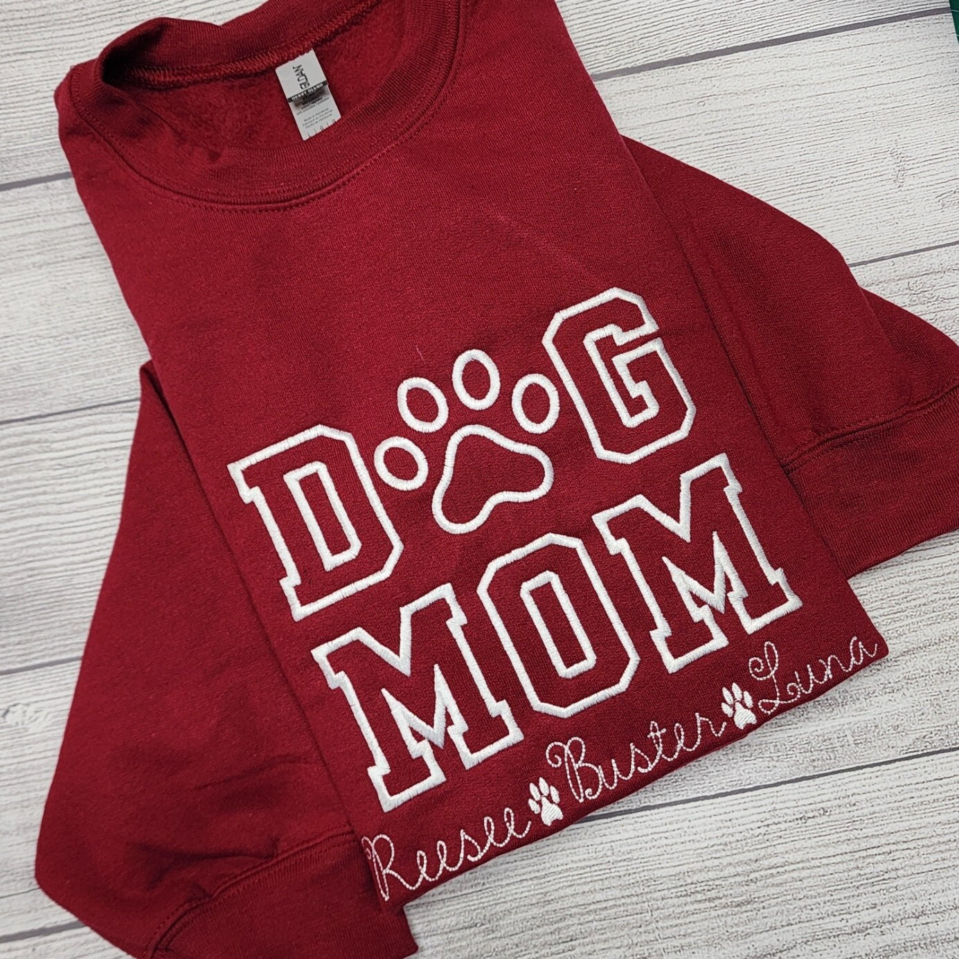 Personalized DOG MOM Sweatshirt Embroidered
