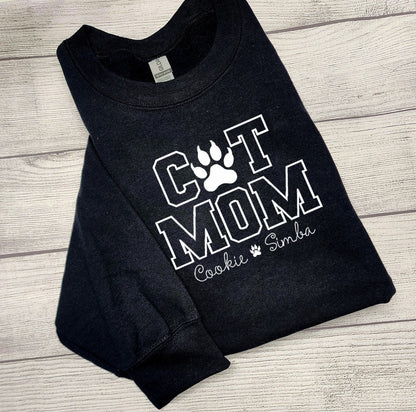 Personalized CAT MOM Sweatshirt Embroidered