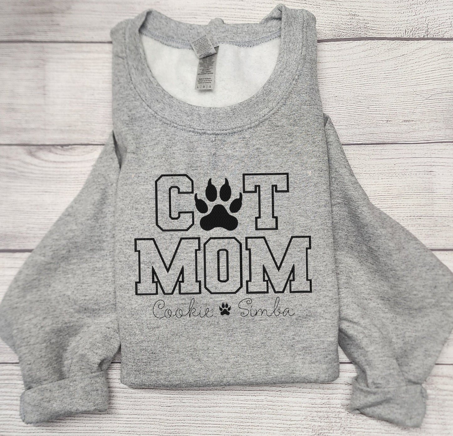 Personalized CAT MOM Sweatshirt Embroidered