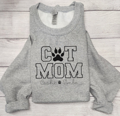 Personalized CAT MOM Sweatshirt Embroidered