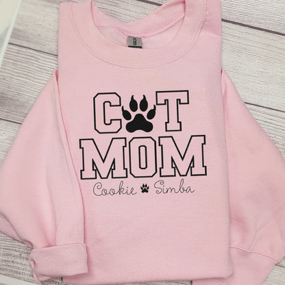 Personalized CAT MOM Sweatshirt Embroidered