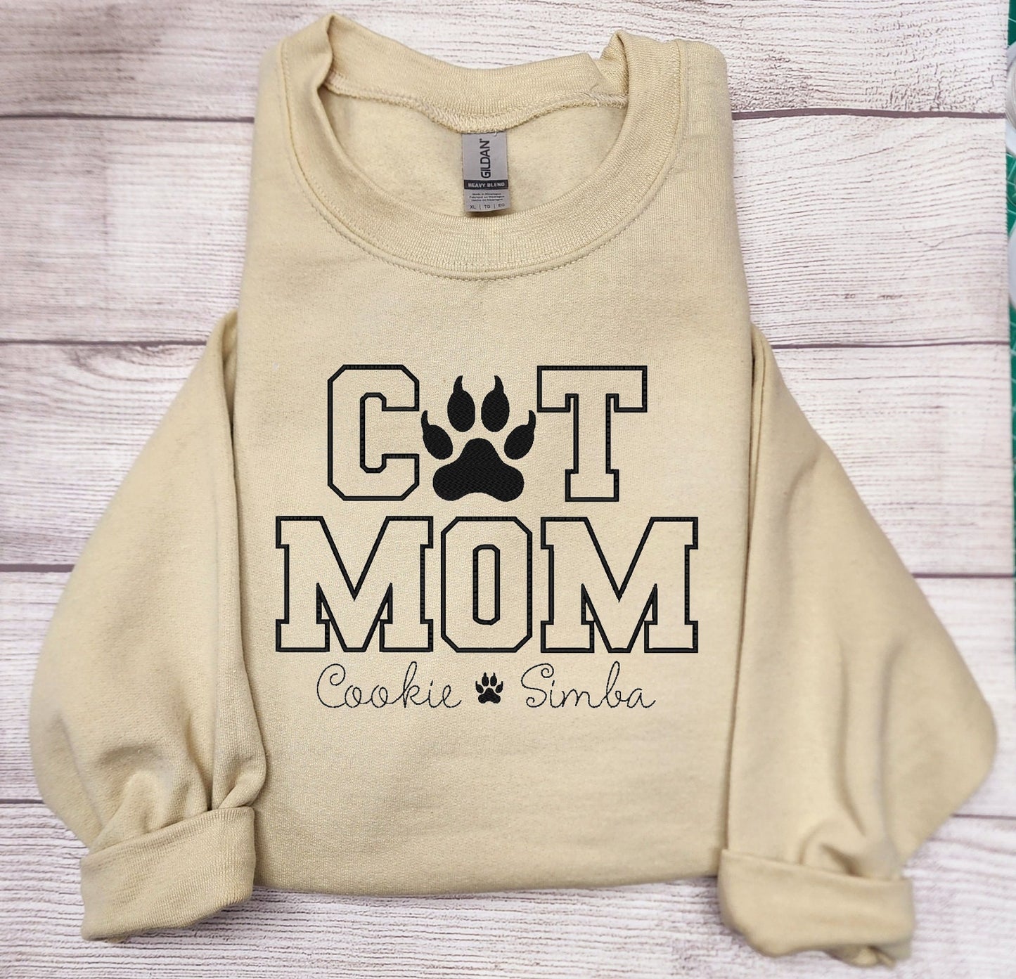 Personalized CAT MOM Sweatshirt Embroidered