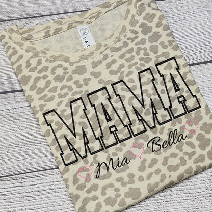 Personalized MAMA T-Shirt, Leopard Pattern Shirt