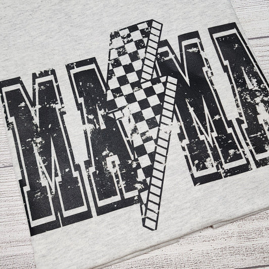 MAMA Retro Shirt, MAMA Checkered and Distressed Sublimation Shirt