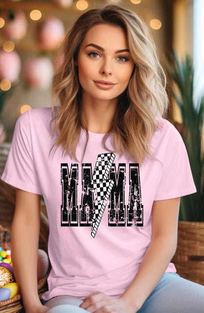 MAMA Retro Shirt, MAMA Checkered and Distressed Sublimation Shirt
