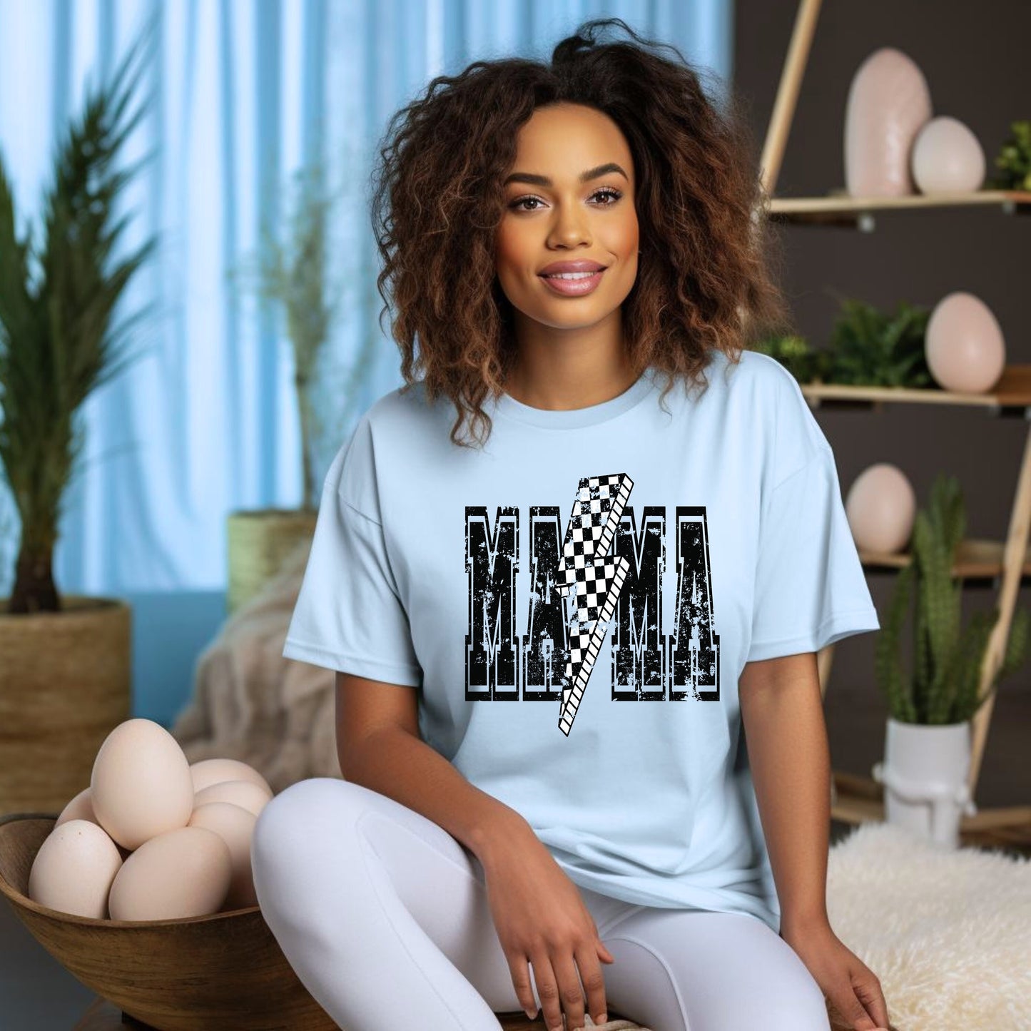 MAMA Retro Shirt, MAMA Checkered and Distressed Sublimation Shirt