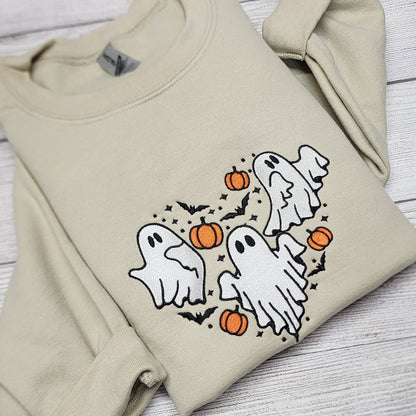 CUTE GHOSTS Halloween Embroidered Sweatshirt, Fall Sweatshirt, Ghost