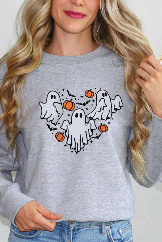 CUTE GHOSTS Halloween Embroidered Sweatshirt, Fall Sweatshirt, Ghost