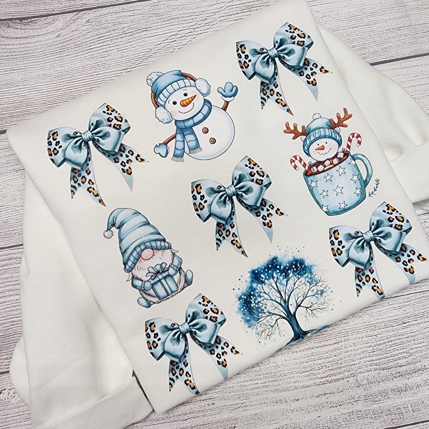 Christmas Sweatshirt, Winter Season Sweatshirt, Blue and White Christmas Sweatshirt