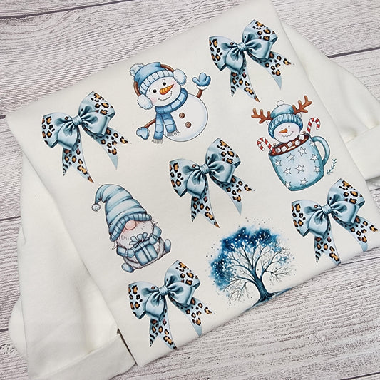 Christmas Sweatshirt, Winter Season Sweatshirt, Blue and White Christmas Sweatshirt
