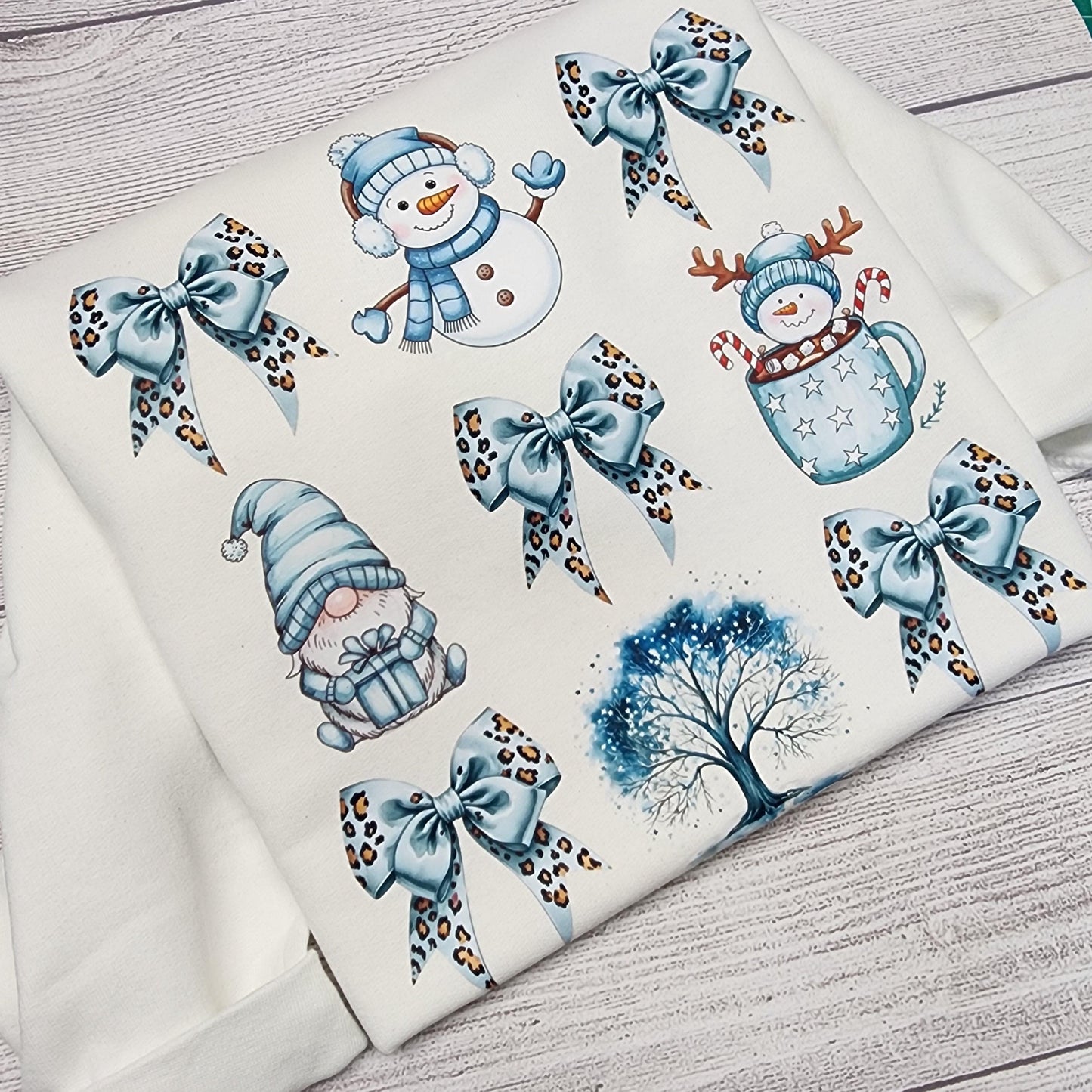 Christmas Sweatshirt, Winter Season Sweatshirt, Blue and White Christmas Sweatshirt