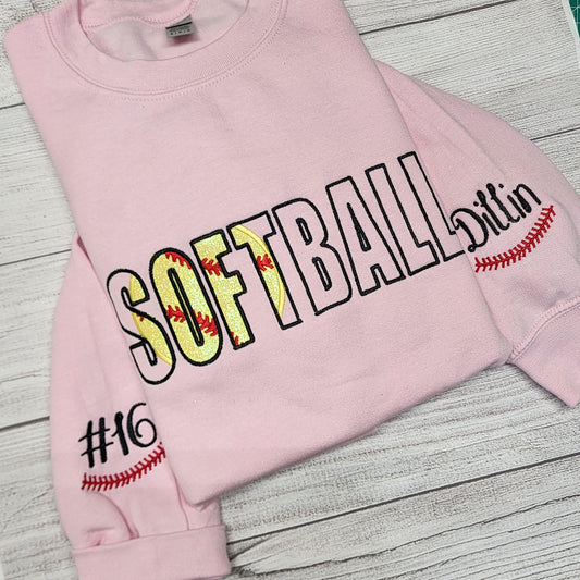 Personalized SOFTBALL Embroidered Sweatshirt