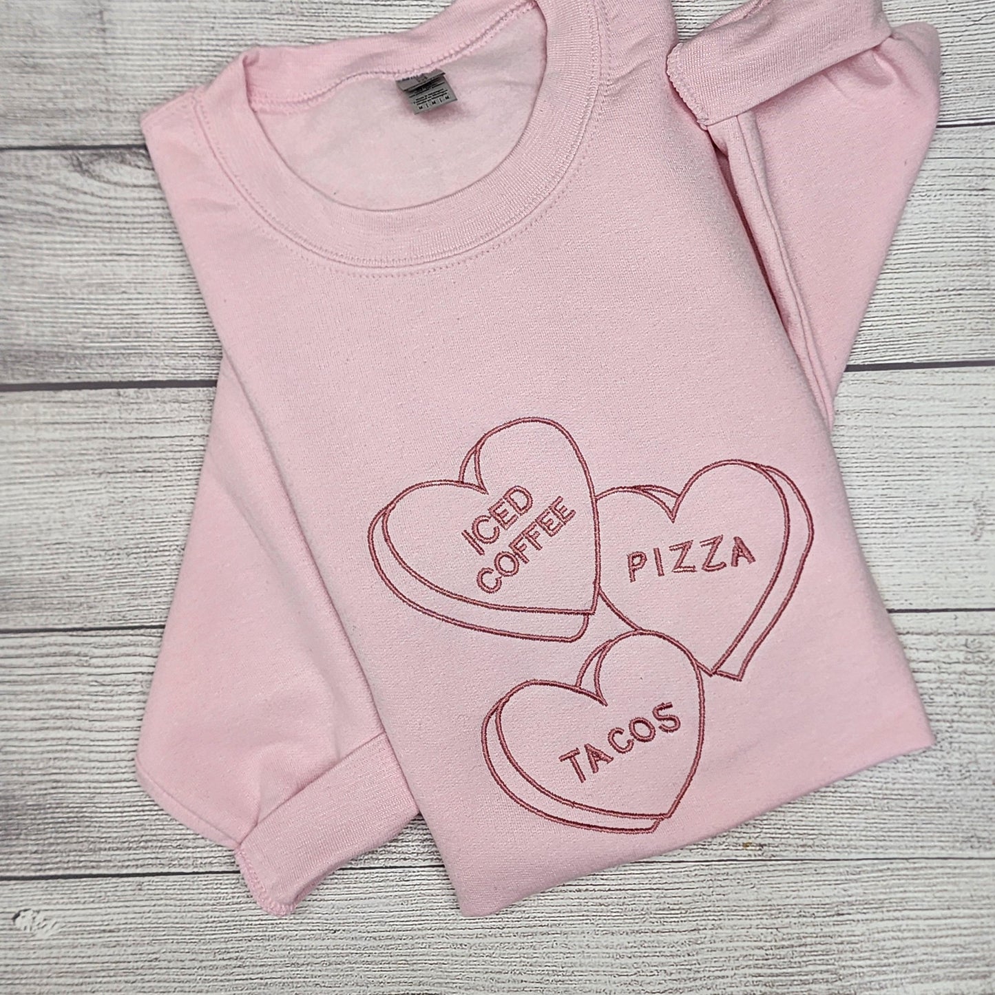 Valentine Sweatshirt with Vintage Candies, Embroidered, Crewneck Sweatshirt