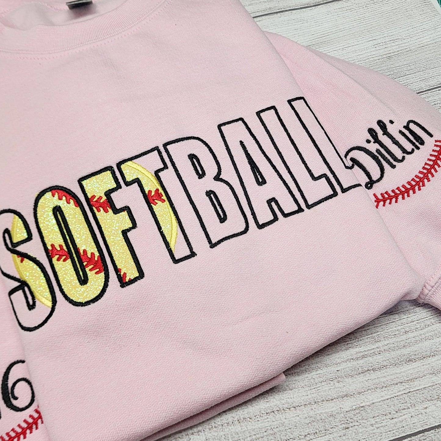 Personalized SOFTBALL Embroidered Sweatshirt