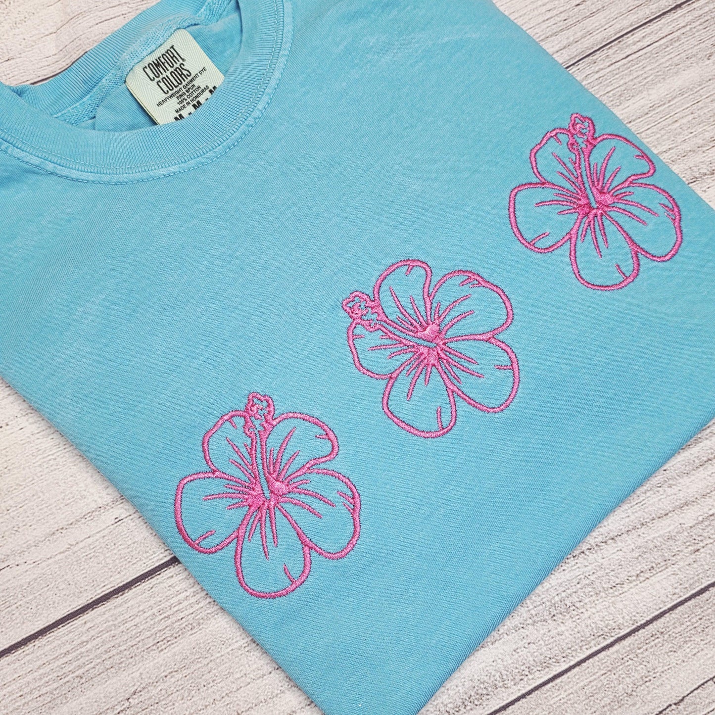 Hibiscus Flower Embroidered Shirt, Summer Shirt, Aloha Shirt