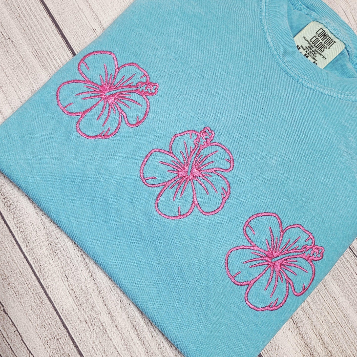 Hibiscus Flower Embroidered Shirt, Summer Shirt, Aloha Shirt