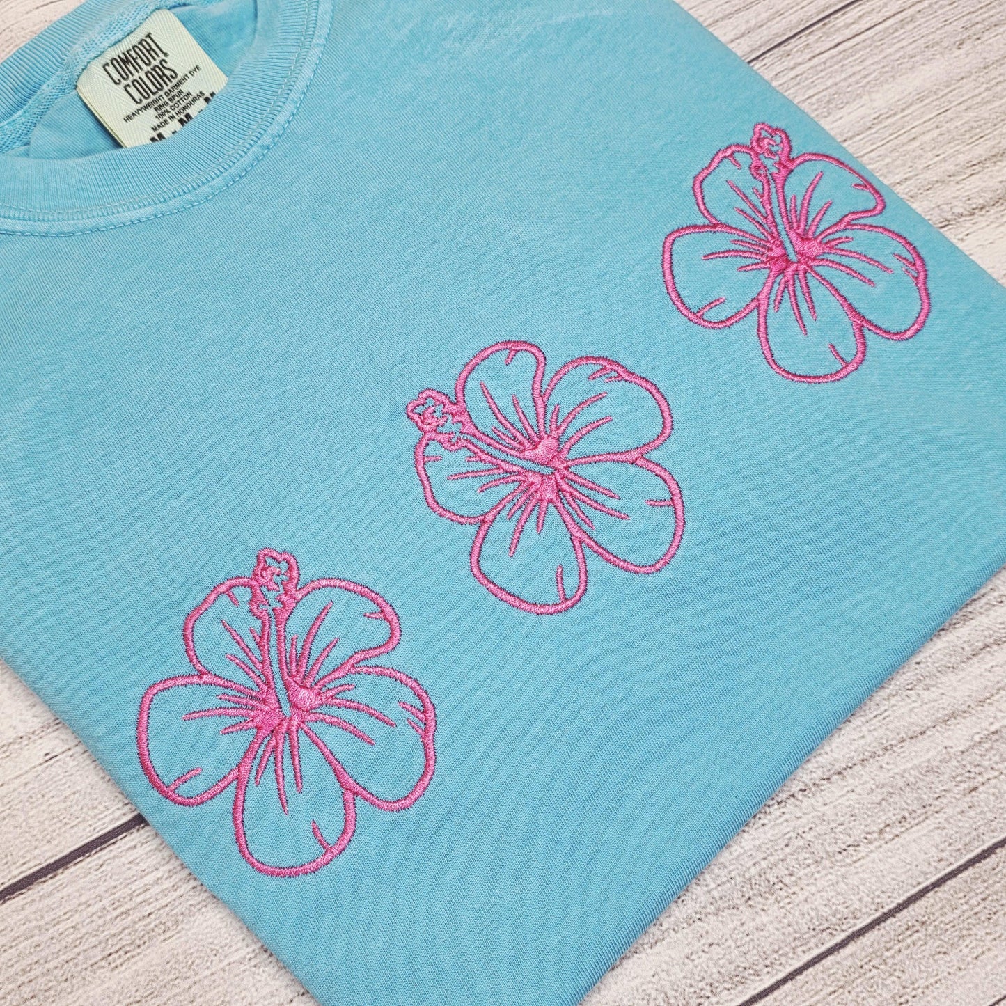 Hibiscus Flower Embroidered Shirt, Summer Shirt, Aloha Shirt