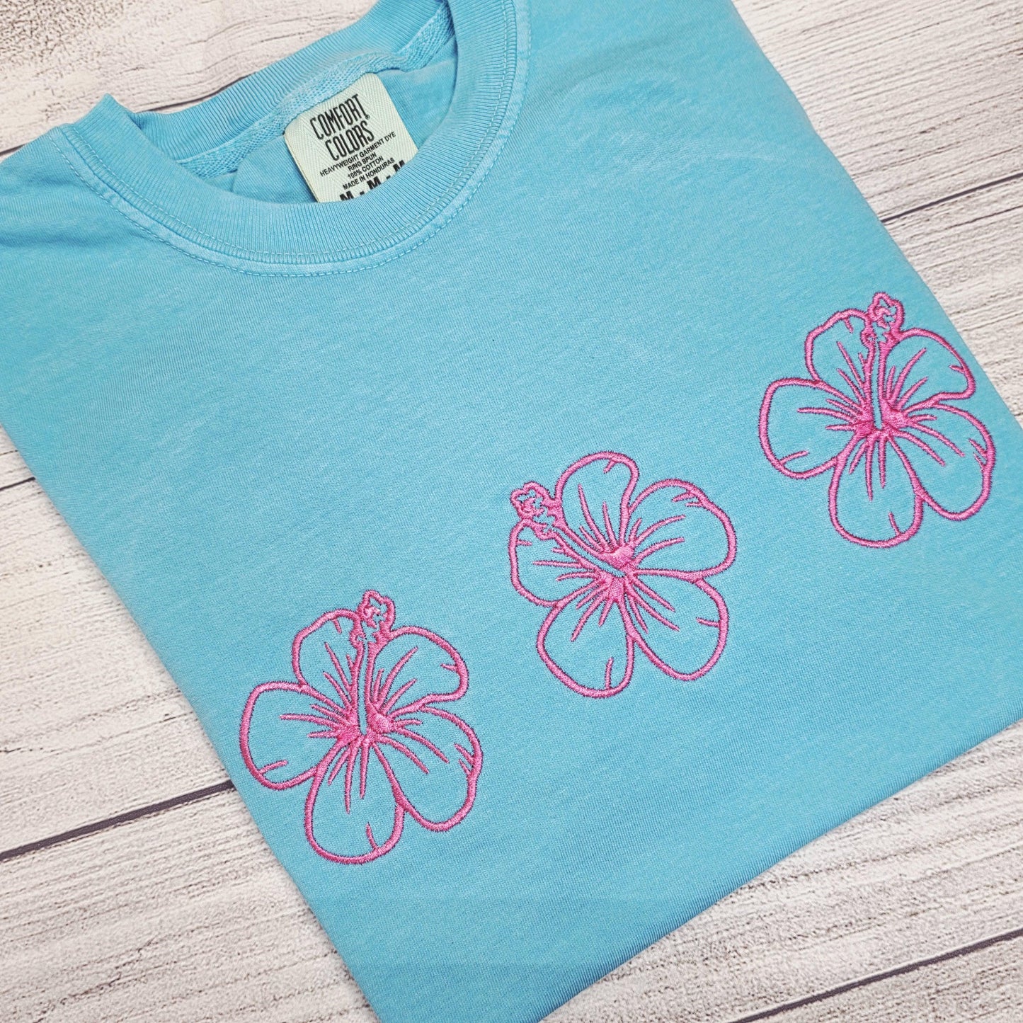Hibiscus Flower Embroidered Shirt, Summer Shirt, Aloha Shirt