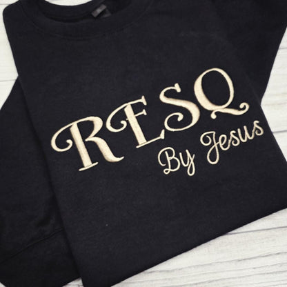 Rescued by Jesus Embroidered Sweatshirt, Christian Sweatshirt