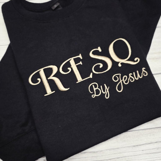 Rescued by Jesus Embroidered Sweatshirt, Christian Sweatshirt
