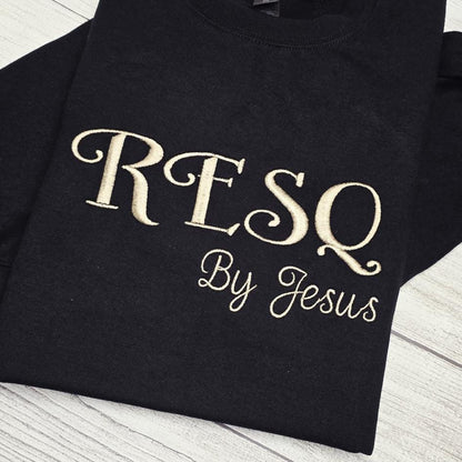 Rescued by Jesus Embroidered Sweatshirt, Christian Sweatshirt