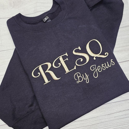 Rescued by Jesus Embroidered Sweatshirt, Christian Sweatshirt