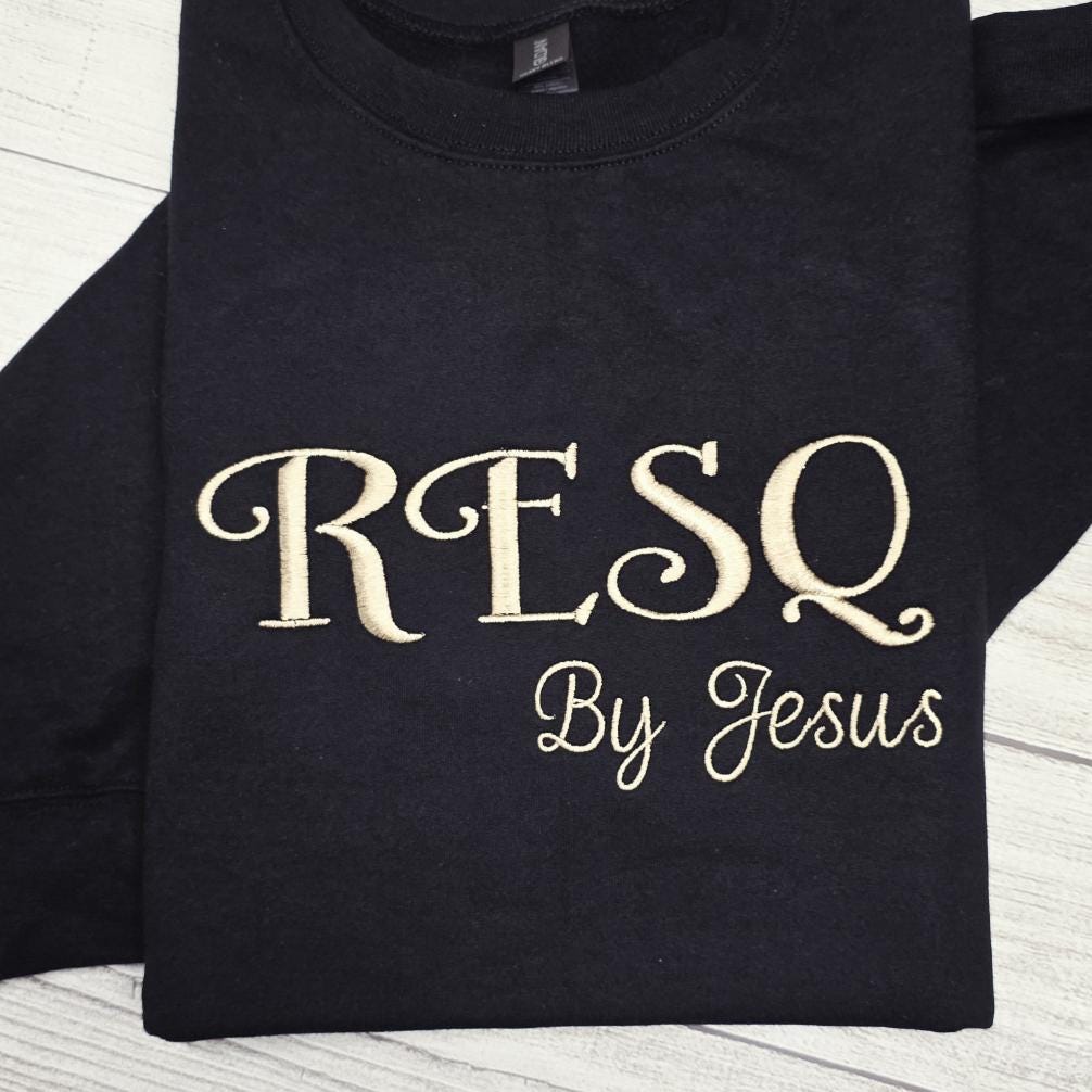 Rescued by Jesus Embroidered Sweatshirt, Christian Sweatshirt