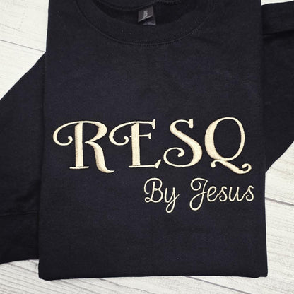 Rescued by Jesus Embroidered Sweatshirt, Christian Sweatshirt