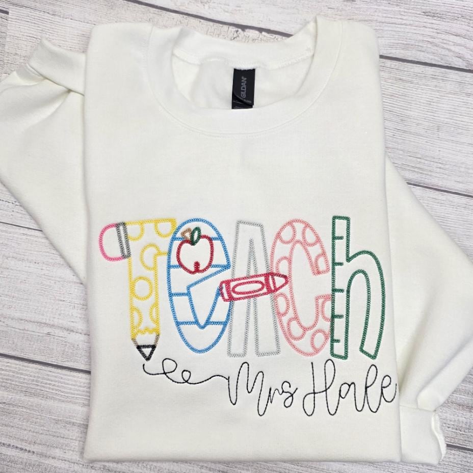Personalized Teacher Sweatshirt – Custom Name | Thoughtful Teacher Gift | Cozy & Stylish Staff Apparel