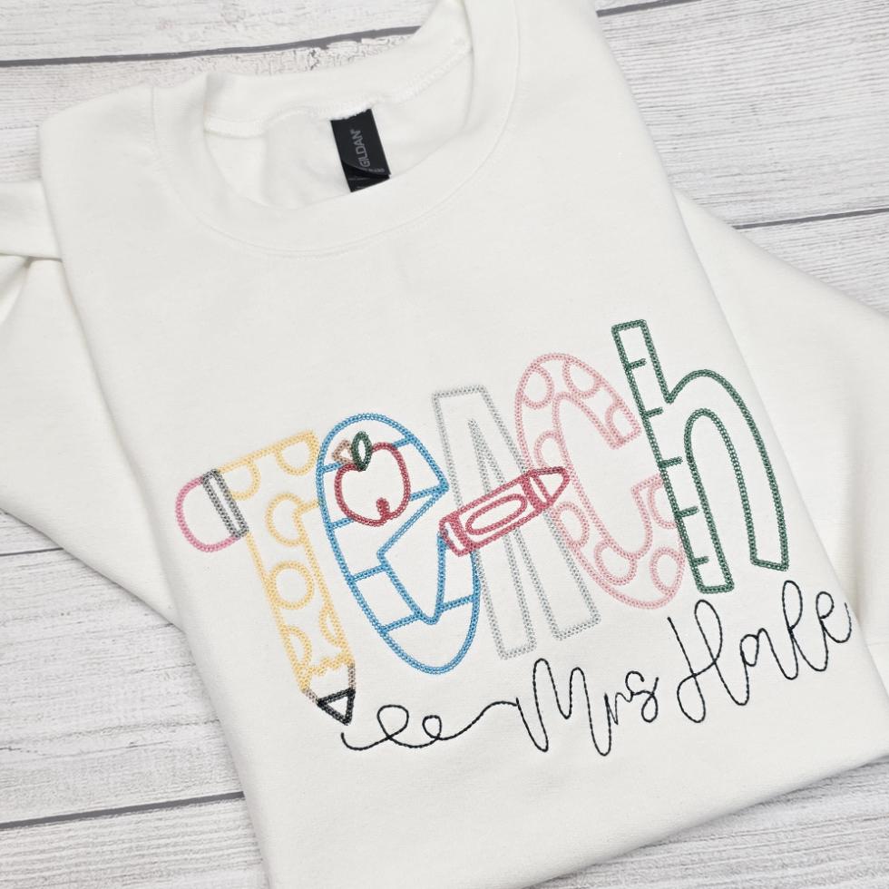 Personalized Teacher Sweatshirt – Custom Name | Thoughtful Teacher Gift | Cozy & Stylish Staff Apparel