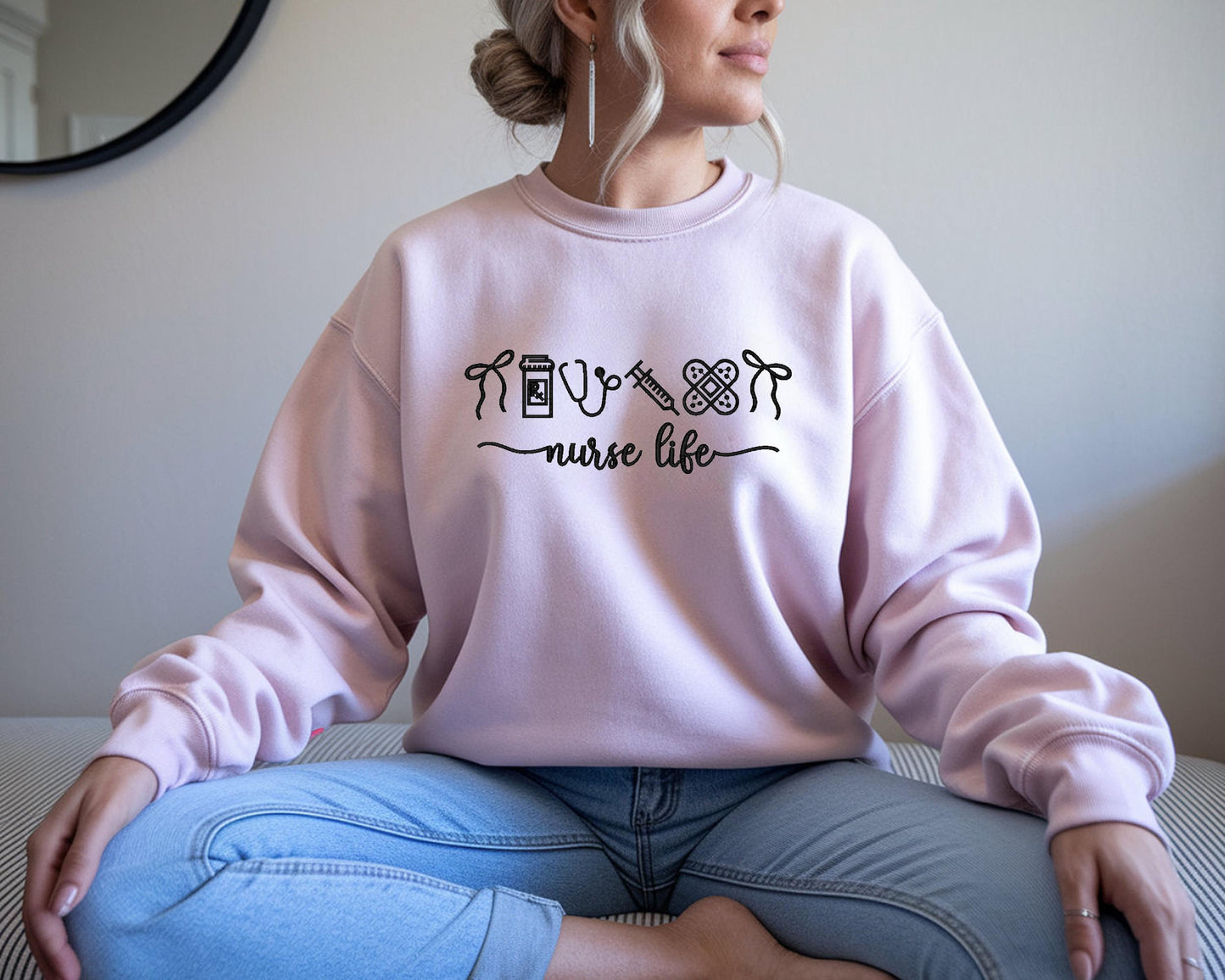 Nurse Life Embroidered Sweatshirt