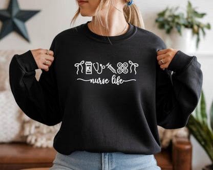 Nurse Life Embroidered Sweatshirt