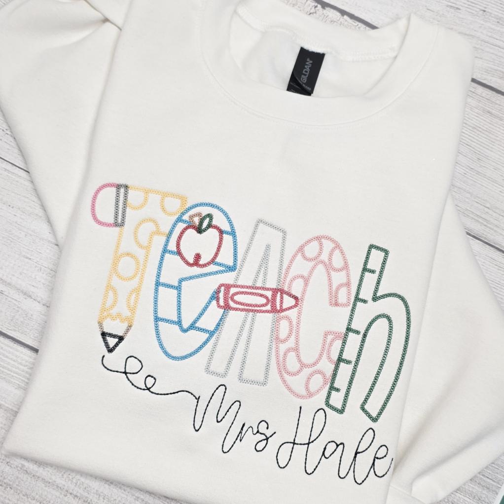 Personalized Teacher Sweatshirt – Custom Name | Thoughtful Teacher Gift | Cozy & Stylish Staff Apparel