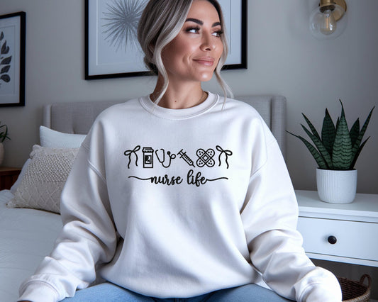 Nurse Life Embroidered Sweatshirt