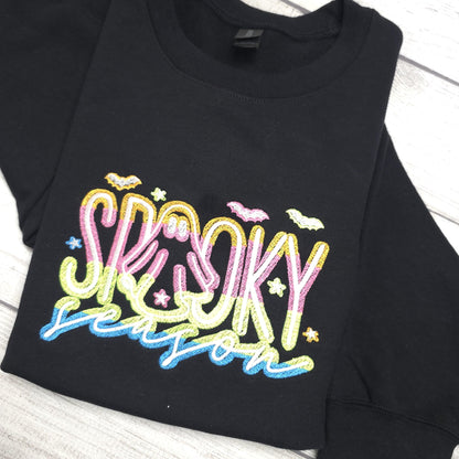 Spooky Season Neon Halloween Embroidered Sweatshirt