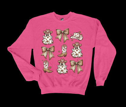 Cowgirl Ghost Coquette Halloween Sweatshirt