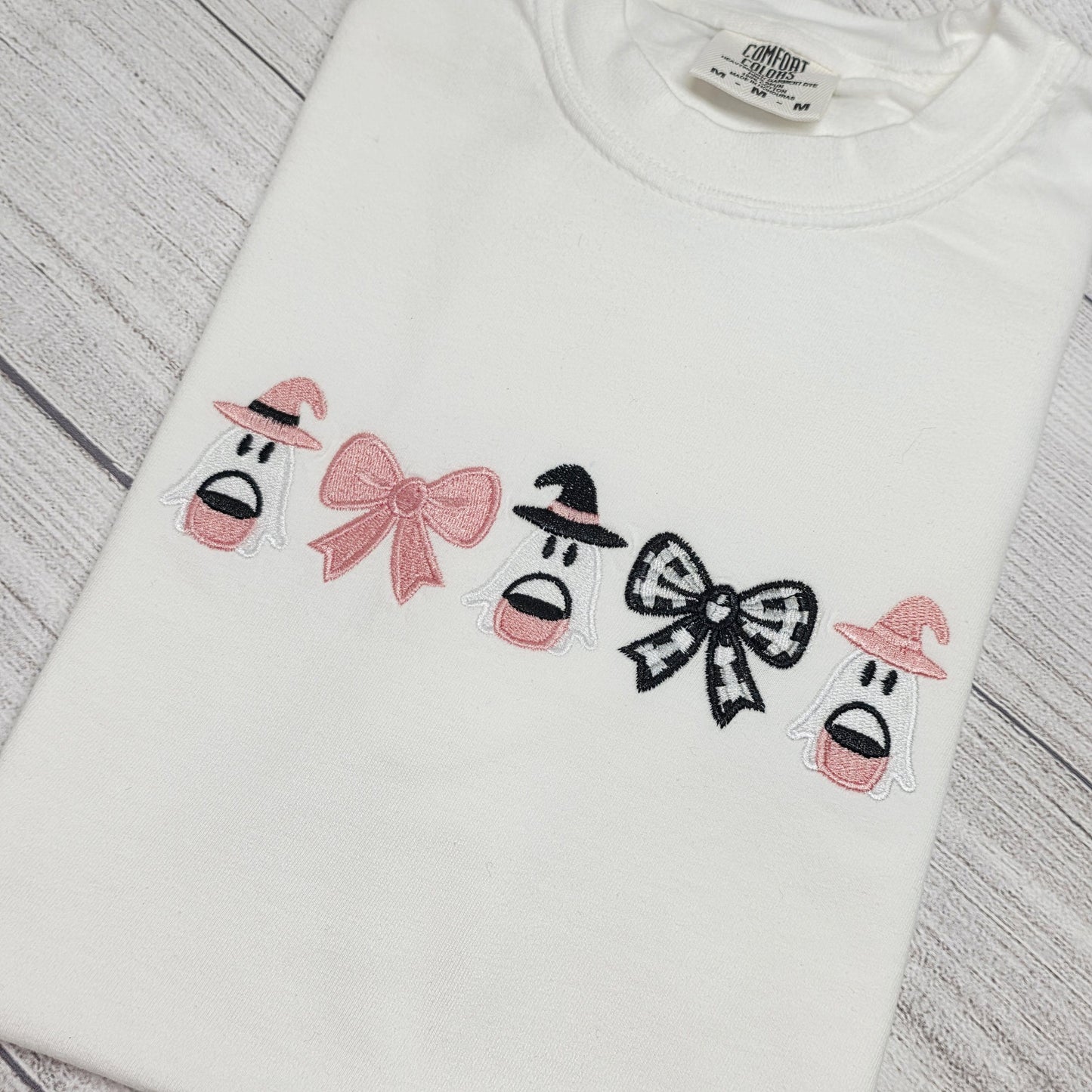 Coquette Ghost Witch Halloween Embroidered Sweatshirt or Shirt