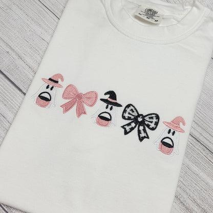 Coquette Ghost Witch Halloween Embroidered Sweatshirt or Shirt