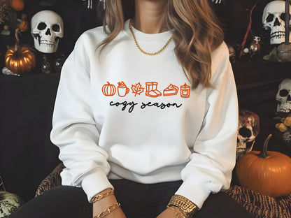 Cozy Season Fall Favorites Embroidered Sweatshirt