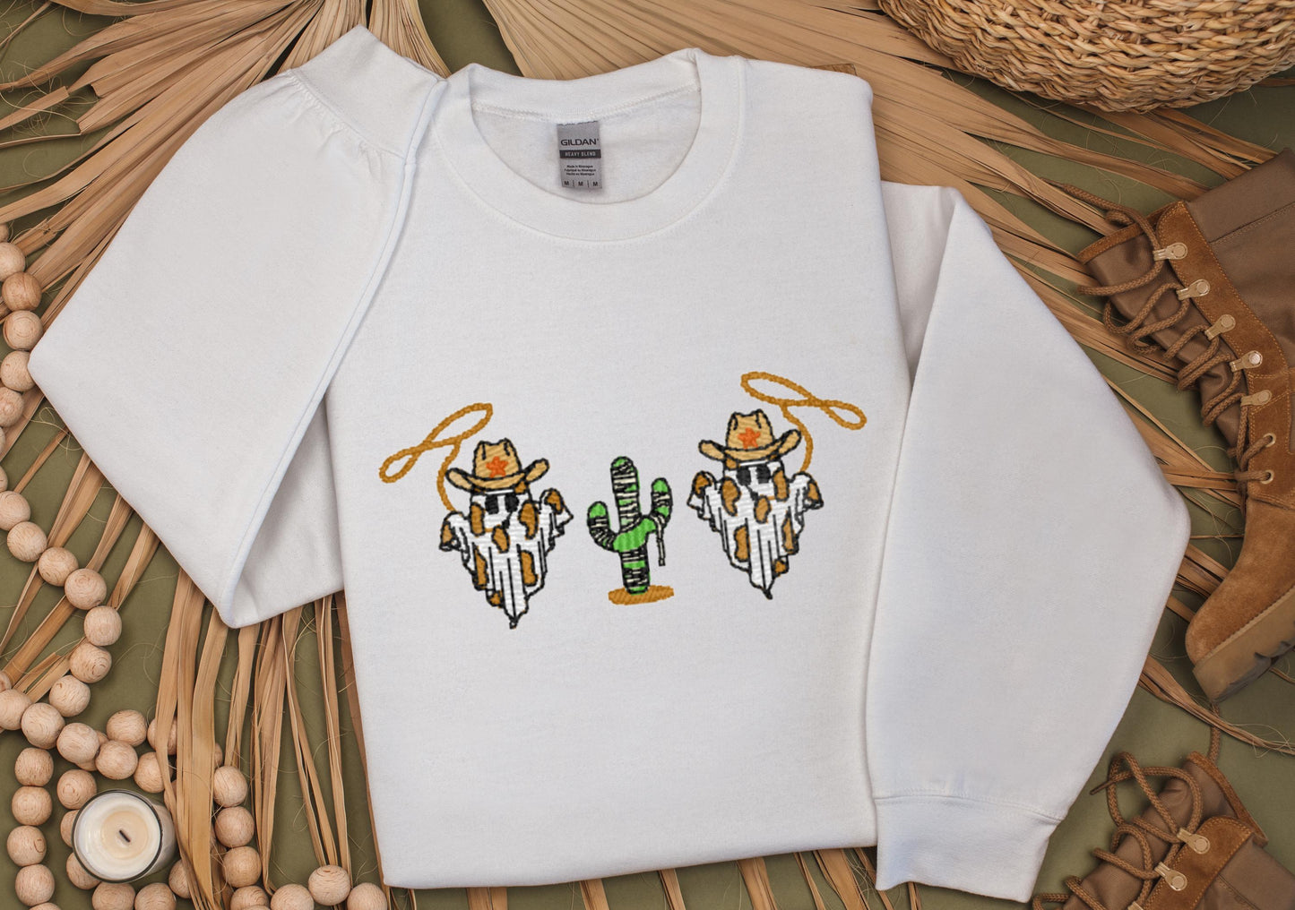 Westen Ghosts Halloween Embroidered Sweatshirt