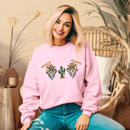 Westen Ghosts Halloween Embroidered Sweatshirt